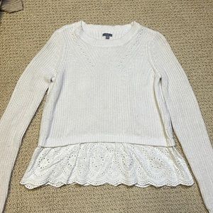Aerie Knitted Sweater with Lace Bottom